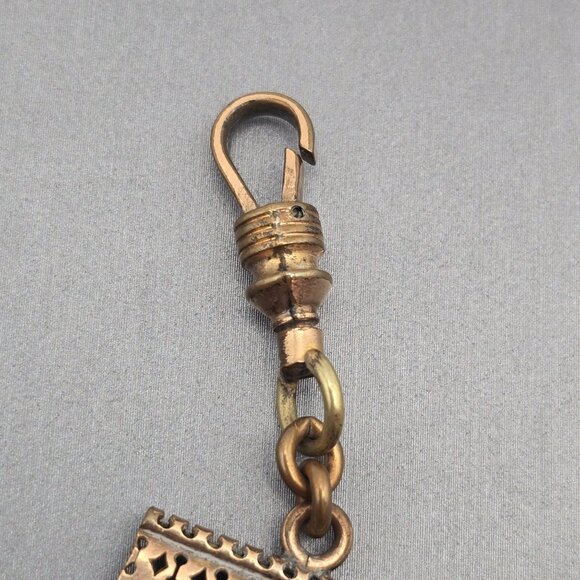 VTG Solid Copper Panel Link Bracelet 7" Geometric Cutout Designs Hook Clasp 50s - Picture 6 of 14